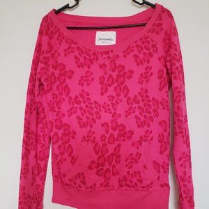 Aeropostale Pink Leopard Print Sweatshirt, Size Medium